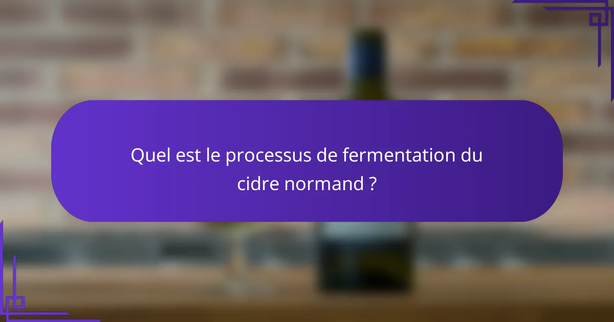 Quel est le processus de fermentation du cidre normand ?