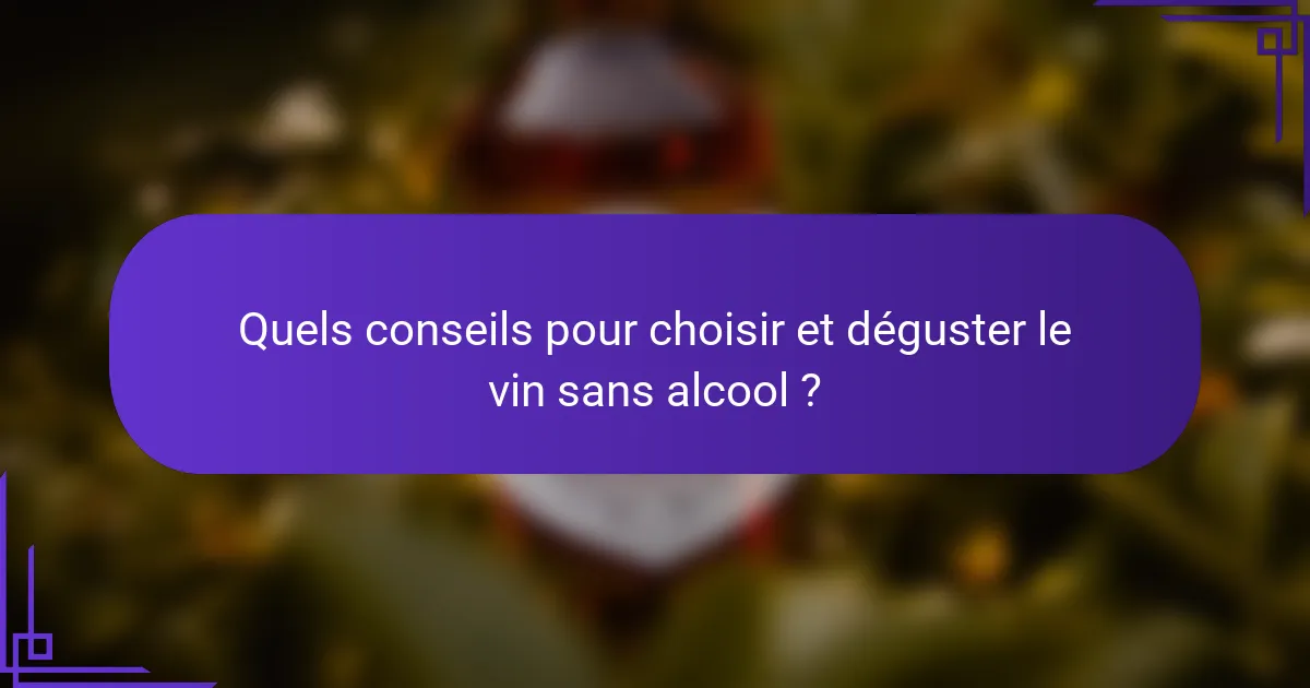 Quels conseils pour choisir et déguster le vin sans alcool ?